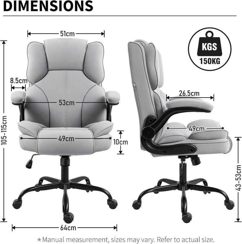 Office Chair Fabric Desk with Flip-Up Armrest