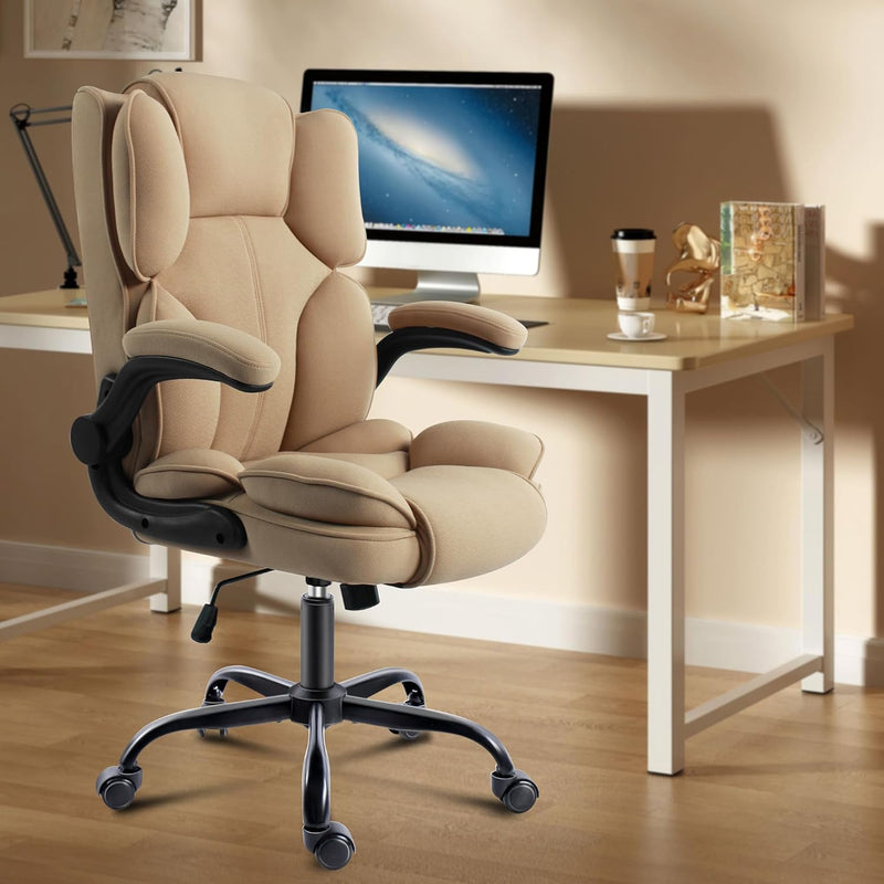 Office Chair Fabric Desk with Flip-Up Armrest