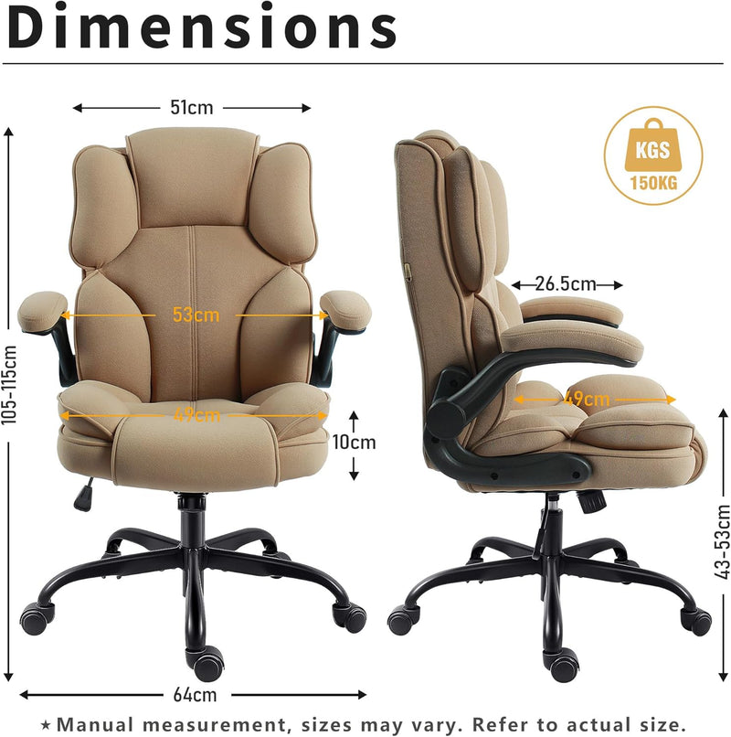 Office Chair Fabric Desk with Flip-Up Armrest