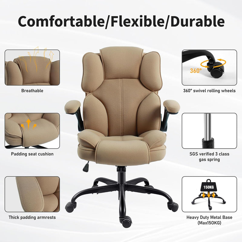 Office Chair Fabric Desk with Flip-Up Armrest