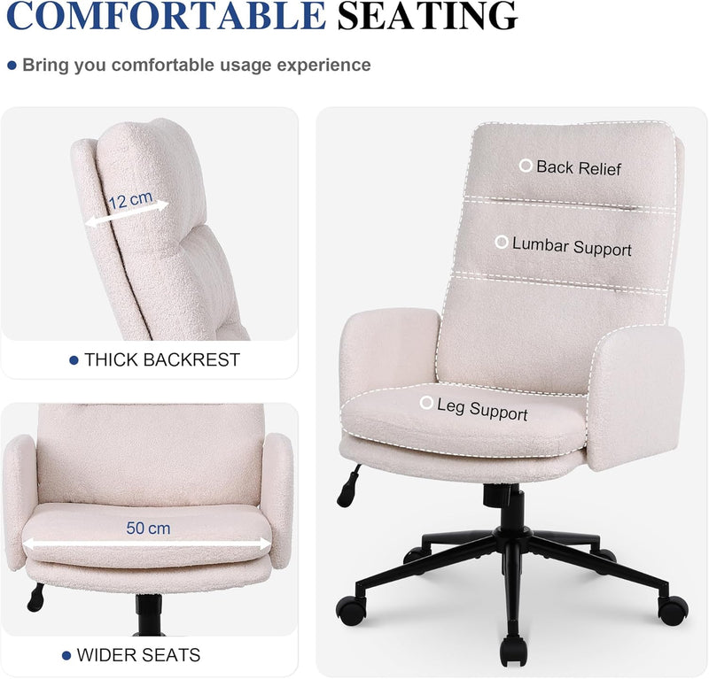 Office Chair for Home Teddy Fleece Desk