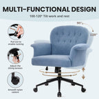 Office Chair Teddy Fleece Wide Desk with Wheels