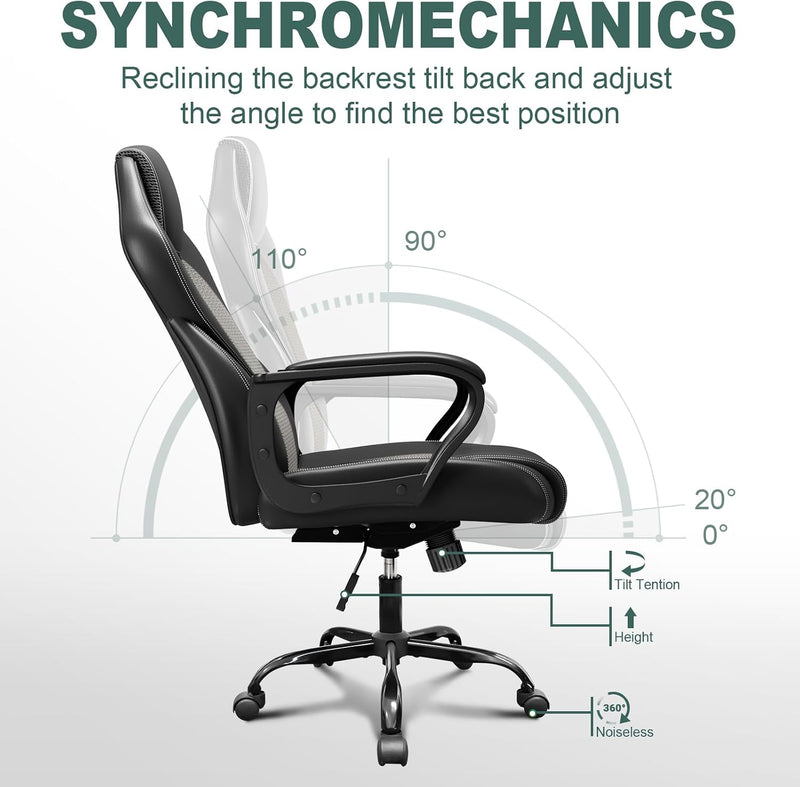 Office Chair PU Leather Ergonomic Computer Desk