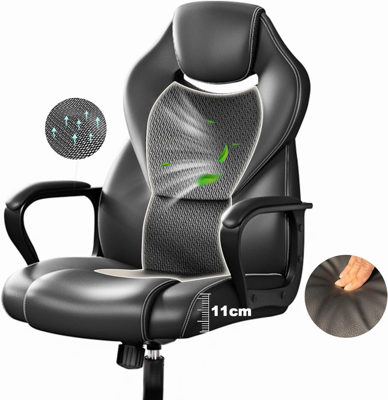 Office Chair PU Leather Ergonomic Computer Desk