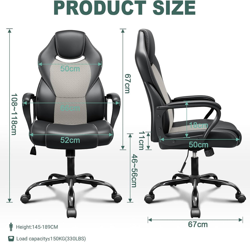 Office Chair PU Leather Ergonomic Computer Desk