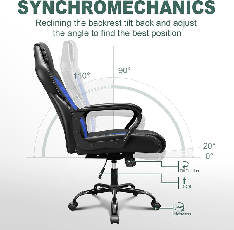 Office Chair PU Leather Ergonomic Computer Desk