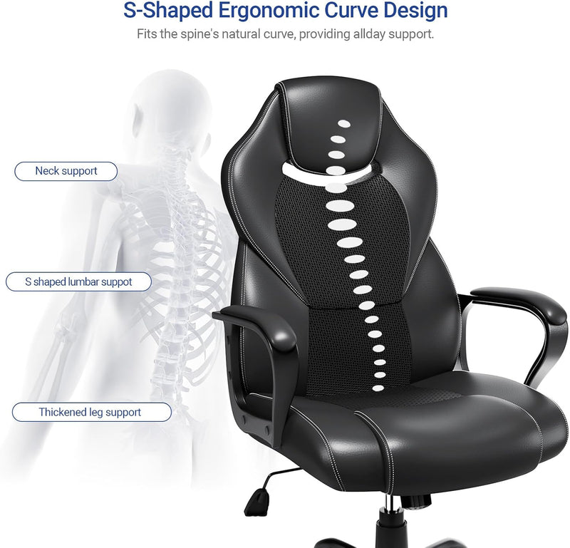 Office Chair PU Leather Ergonomic Computer Desk