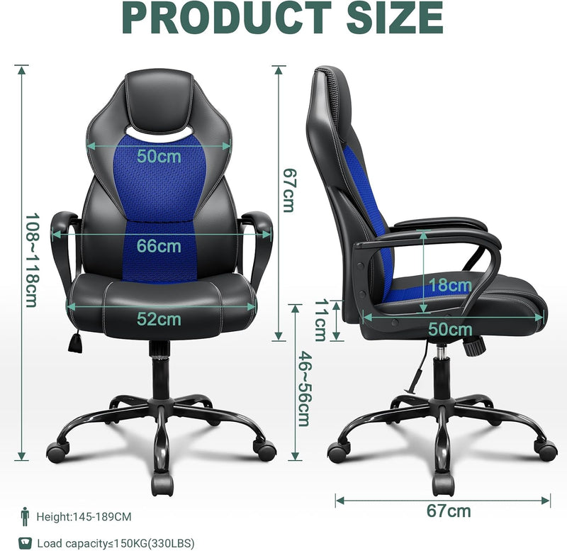 Office Chair PU Leather Ergonomic Computer Desk