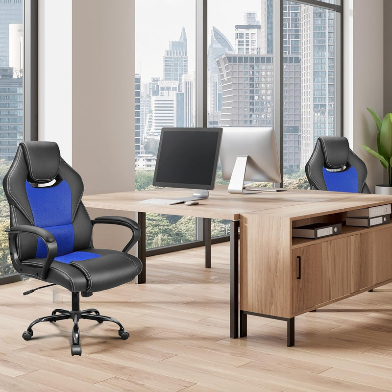 Office Chair PU Leather Ergonomic Computer Desk