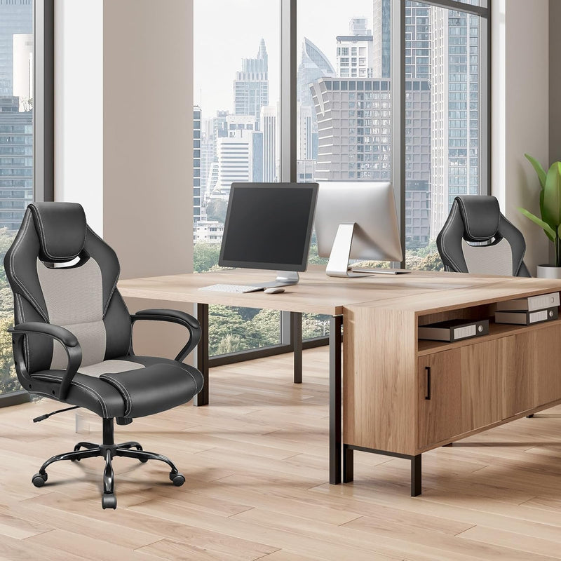 Office Chair PU Leather Ergonomic Computer Desk