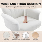 Office Chair Teddy Fleece Wide Desk with Wheels