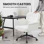 Office Chair Teddy Fleece Wide Desk with Wheels