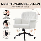 Office Chair Teddy Fleece Wide Desk with Wheels