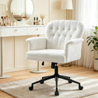 Office Chair Teddy Fleece Wide Desk with Wheels