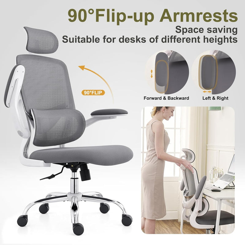 Office Chair with Adjustable Lumbar Space-Saving Reception