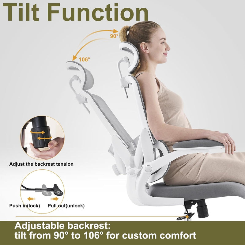Office Chair with Adjustable Lumbar Space-Saving Reception