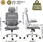Office Chair with Adjustable Lumbar Space-Saving Reception