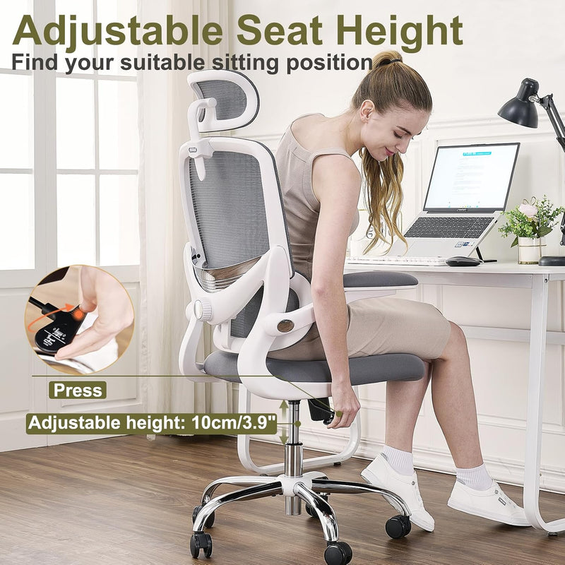 Office Chair with Adjustable Lumbar Space-Saving Reception
