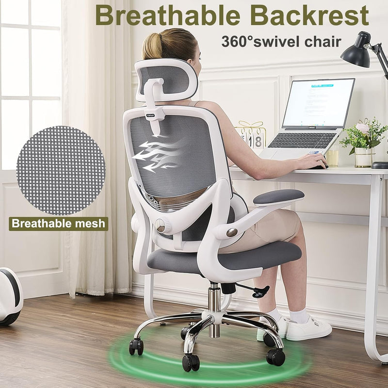 Office Chair with Adjustable Lumbar Space-Saving Reception