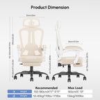 Office Chair with Footrest Headrest Ergonomic Computer