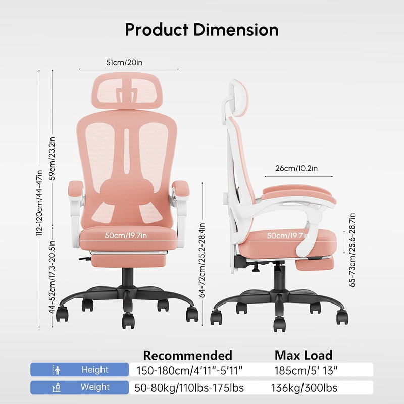 Office Chair with Footrest Headrest Ergonomic Computer