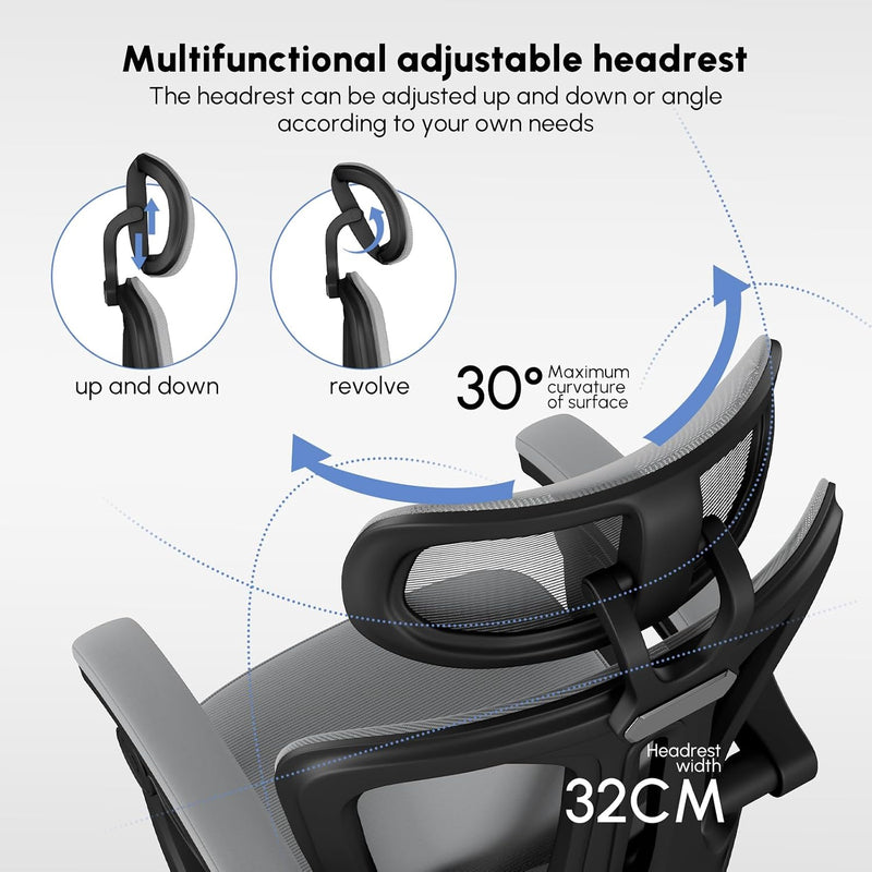 Office Chair with Footrest Headrest Ergonomic Computer