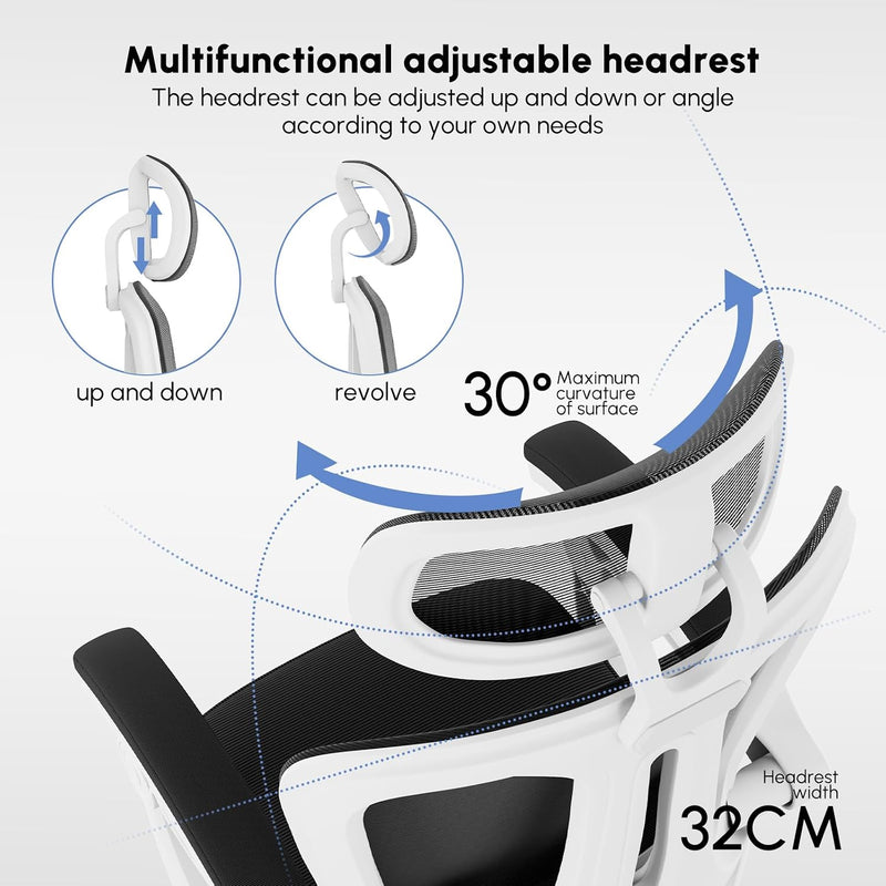 Office Chair with Footrest Headrest Ergonomic Computer