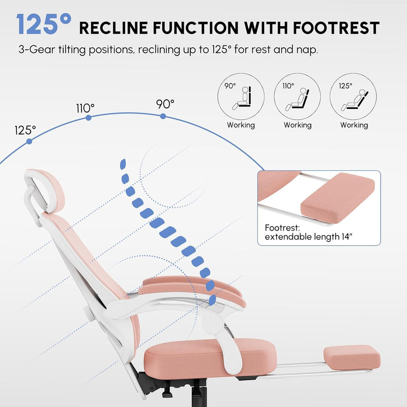 Office Chair with Footrest Headrest Ergonomic Computer