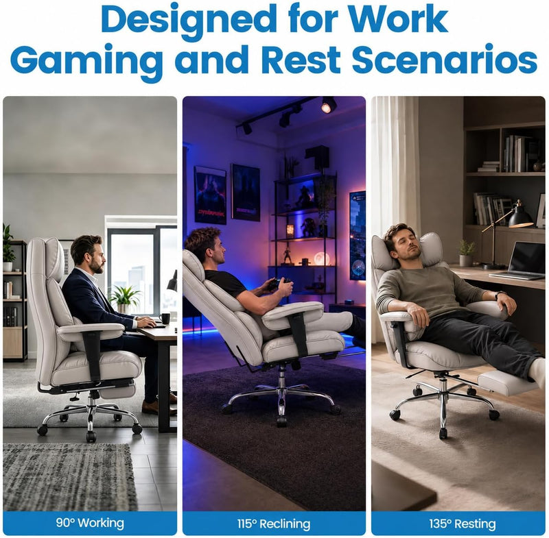 Office Chair with Footrest High Back Executive Desk