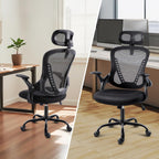 Office Chair with Headrest Mesh Desk Flip-Up Armrests