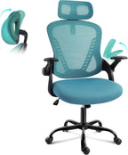 Office Chair with Headrest Mesh Desk Flip-Up Armrests