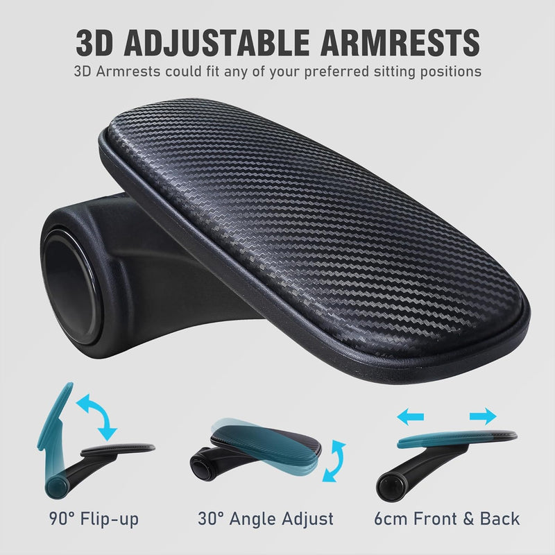Office Chair with Headrest Mesh Desk Flip-Up Armrests