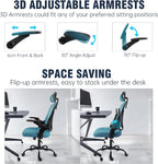 Office Chair with Headrest Mesh Desk Flip-Up Armrests