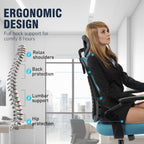 Office Chair with Headrest Mesh Desk Flip-Up Armrests