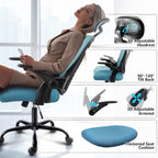 Office Chair with Headrest Mesh Desk Flip-Up Armrests