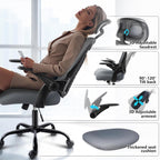 Office Chair with Headrest Mesh Desk Flip-Up Armrests