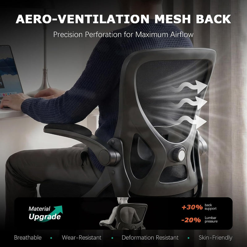 Ergonomic Mesh Office Chair with Flip-Up Armrests