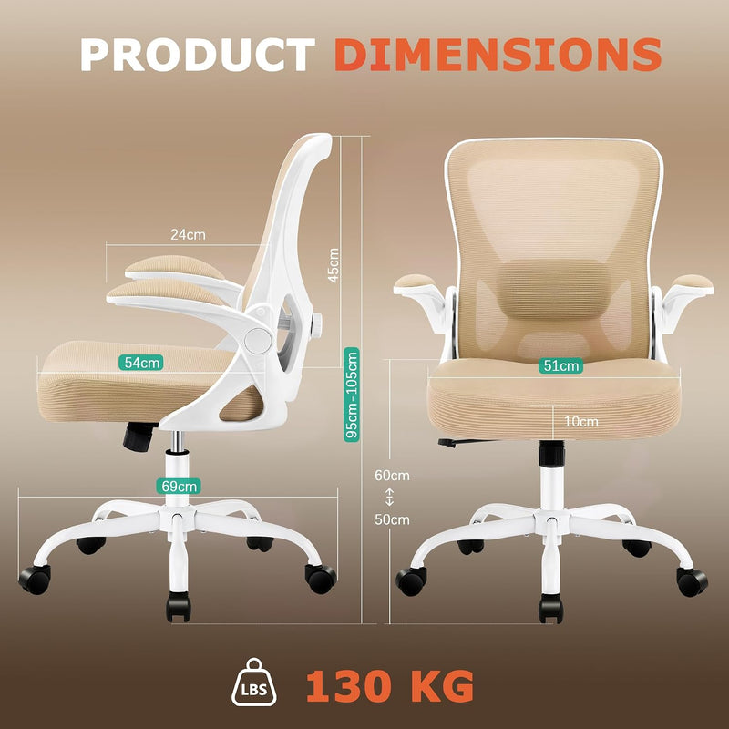 Ergonomic Mesh Office Chair with Flip-Up Armrests
