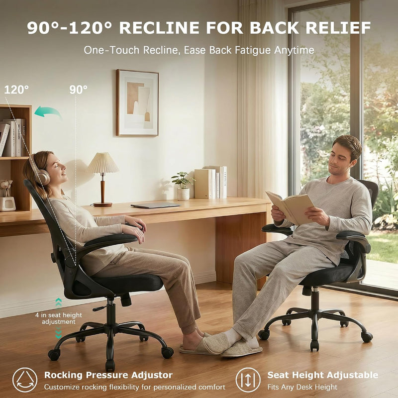 Ergonomic Mesh Office Chair with Flip-Up Armrests