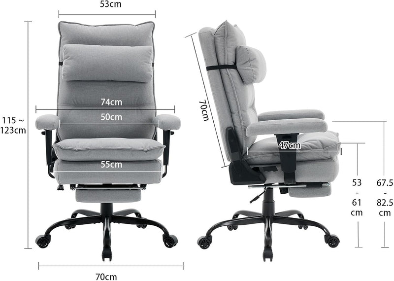 Office Chair with Pocket Spring Cushion Ergonomic Fabric