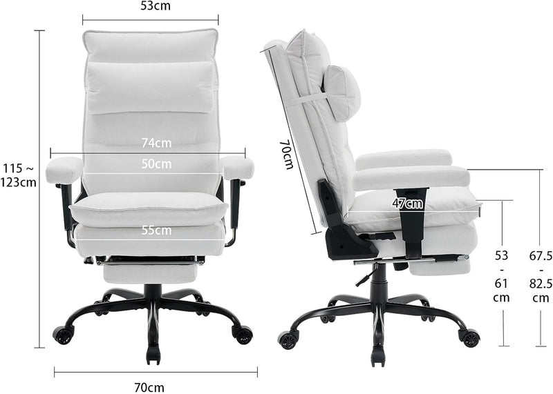 Office Chair with Pocket Spring Cushion Ergonomic Fabric