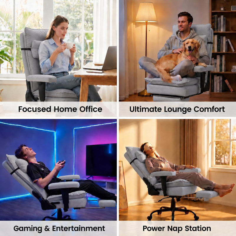 Office Chair with Pocket Spring Cushion Ergonomic Fabric
