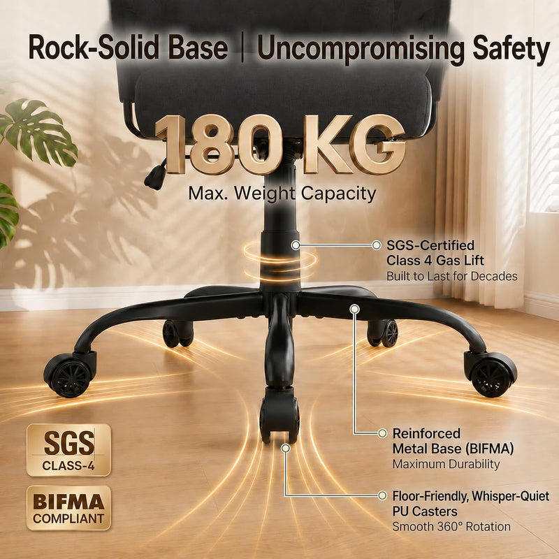 Office Chair with Pocket Spring Cushion Ergonomic Fabric