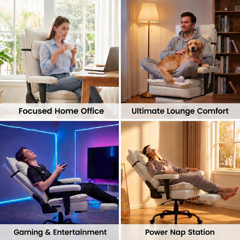 Office Chair with Pocket Spring Cushion Ergonomic Fabric
