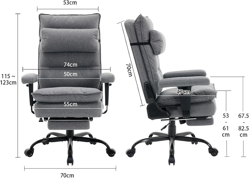 Office Chair with Pocket Spring Cushion Ergonomic Fabric