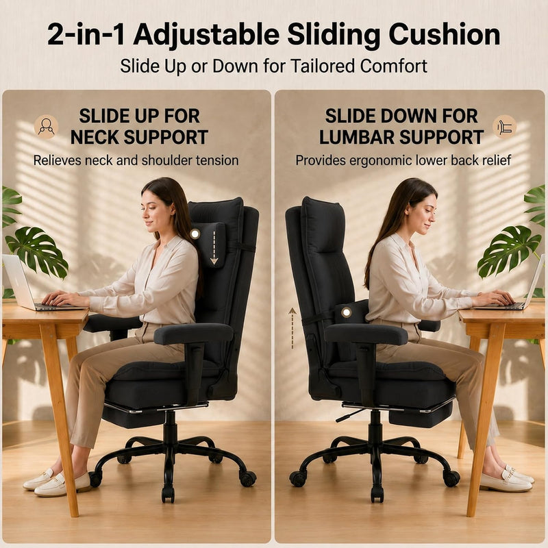 Office Chair with Pocket Spring Cushion Ergonomic Fabric