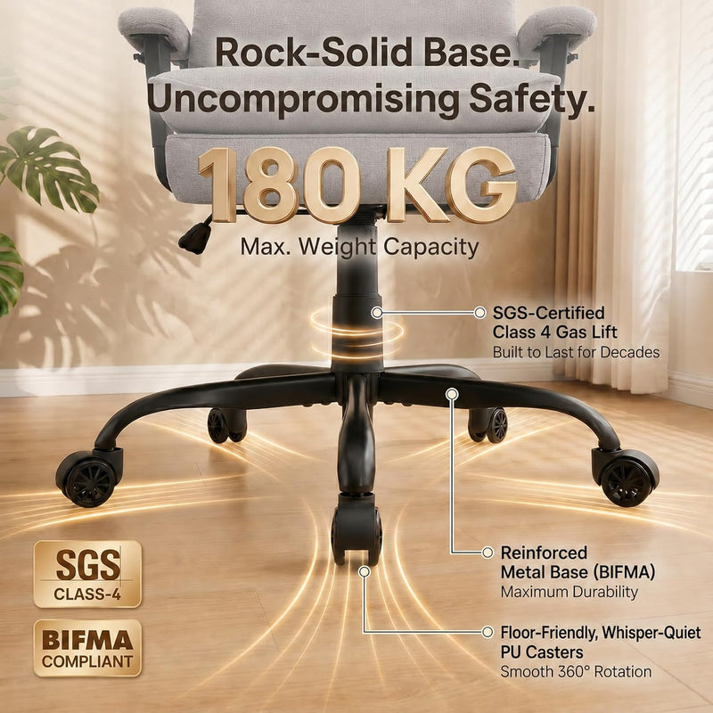 Office Chair with Pocket Spring Cushion Ergonomic Fabric