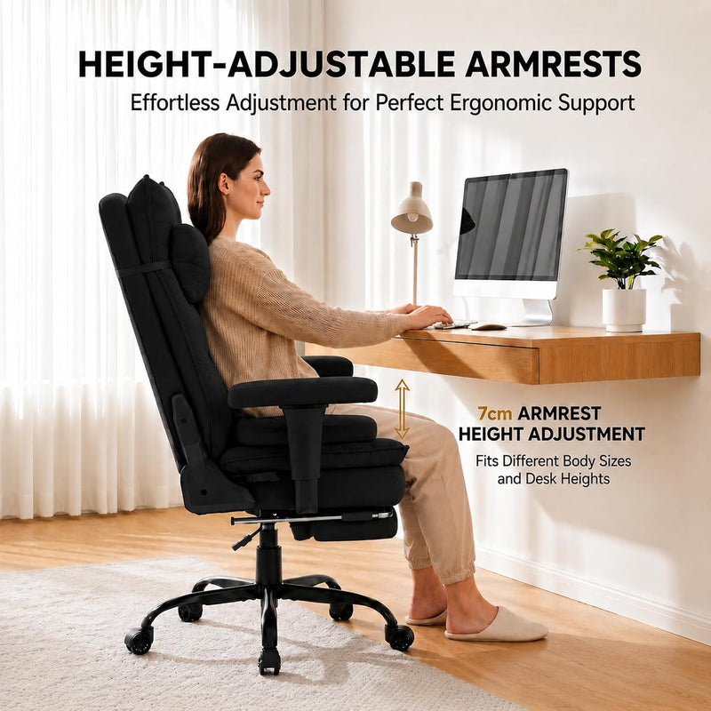 Office Chair with Pocket Spring Cushion Ergonomic Fabric