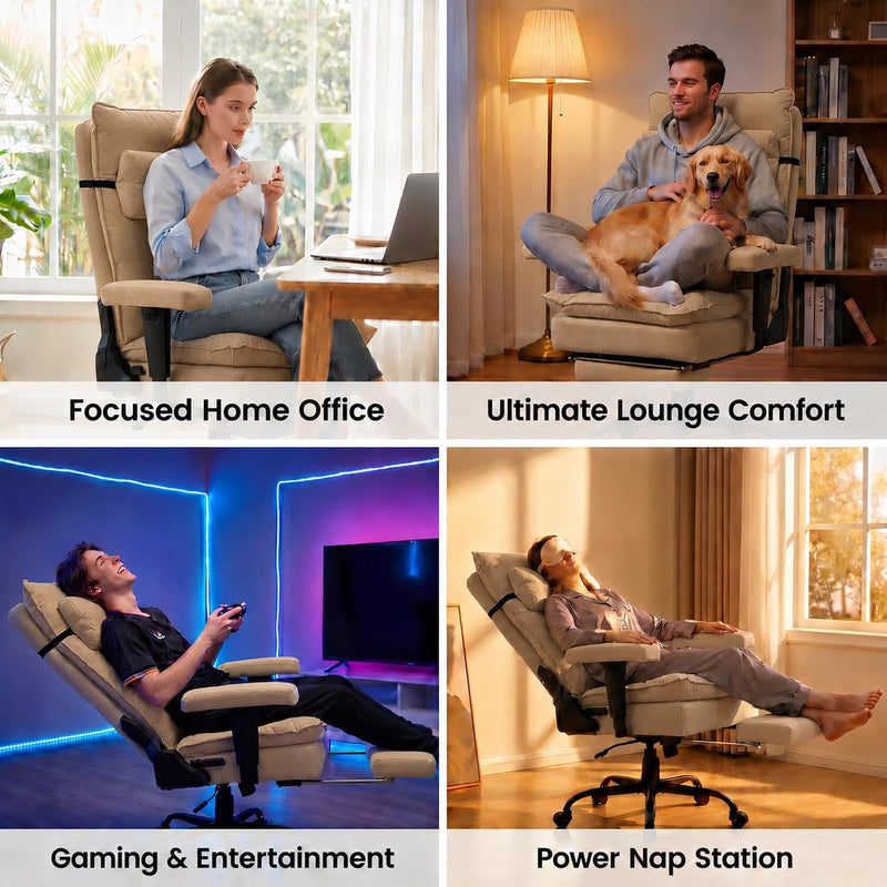 Office Chair with Pocket Spring Cushion Ergonomic Fabric