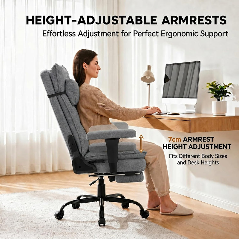 Office Chair with Pocket Spring Cushion Ergonomic Fabric